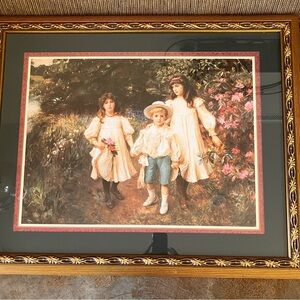 Framed Vintage Art Print with Children